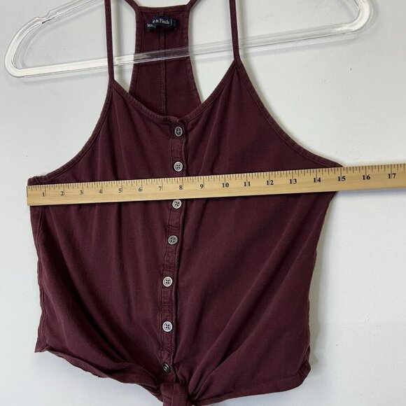 Abercrombie Fitch Tank Top Womens Size Small Burgundy Tie Front Y2K - Picture 4 of 7